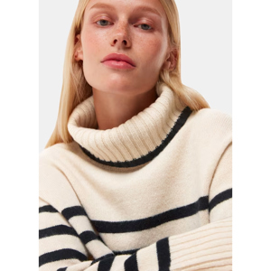 Whistles Ivory Stripe Wool Roll Neck